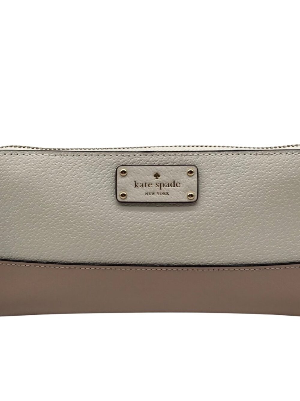 Kate Spade White and Tan Pebbled Leather Grove Street Neda Wallet